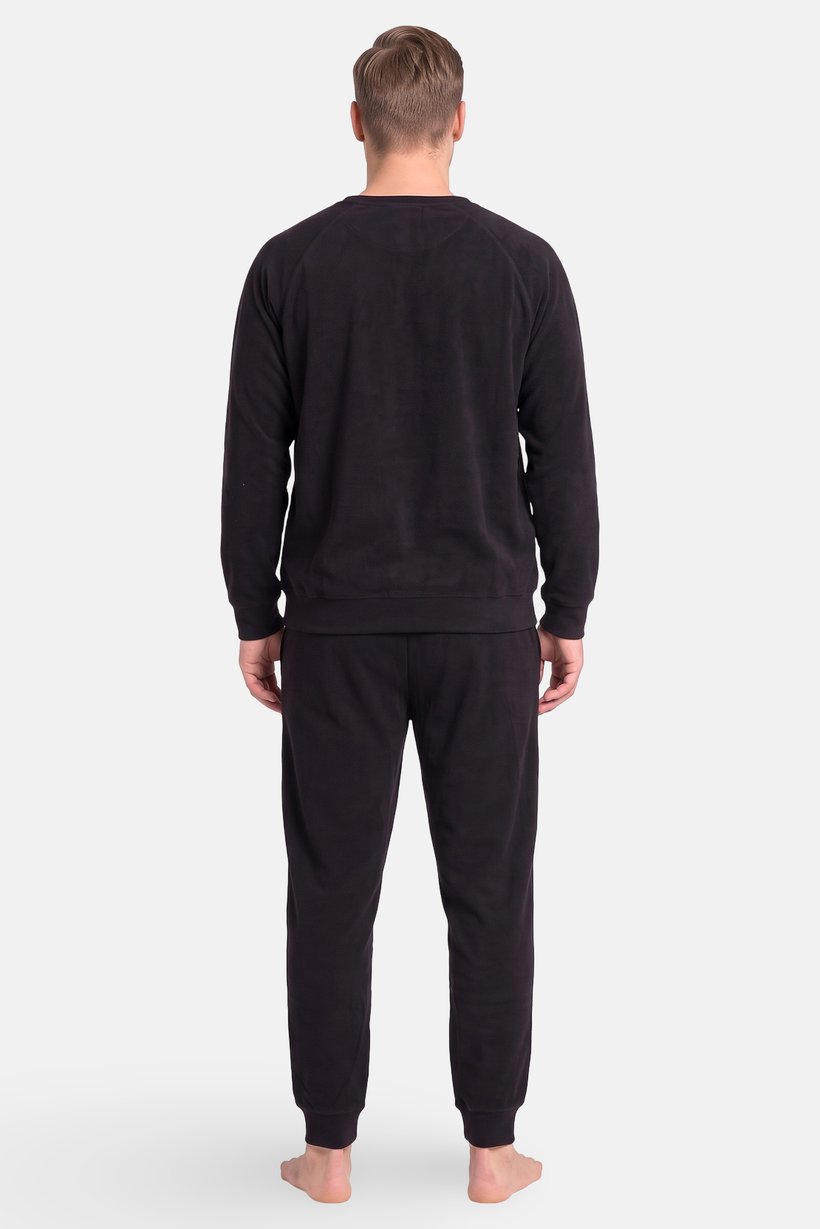 Men 2 Pieces Textured Shirt And Pants Pajama Set, Black