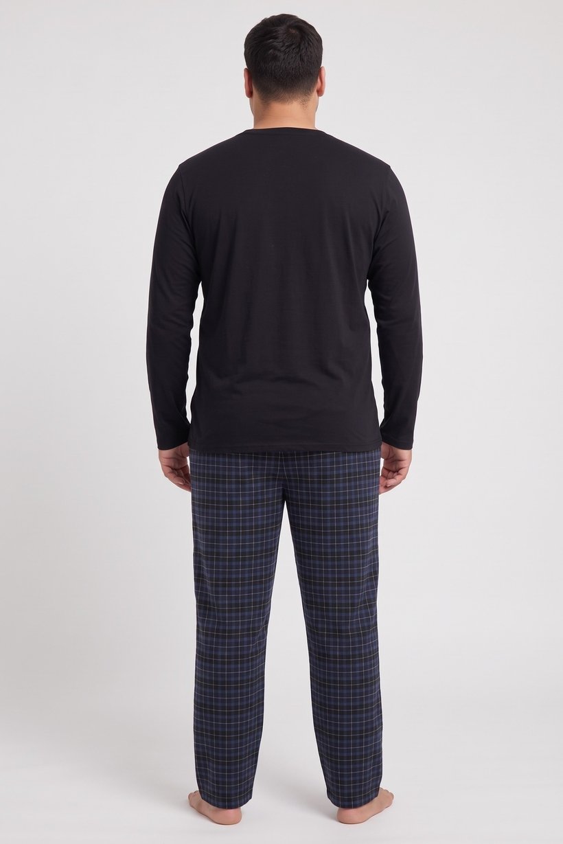 Men 2 Pieces Checkered Long Sleeve T-Shirt And Pants Pajama Set, Multicolor