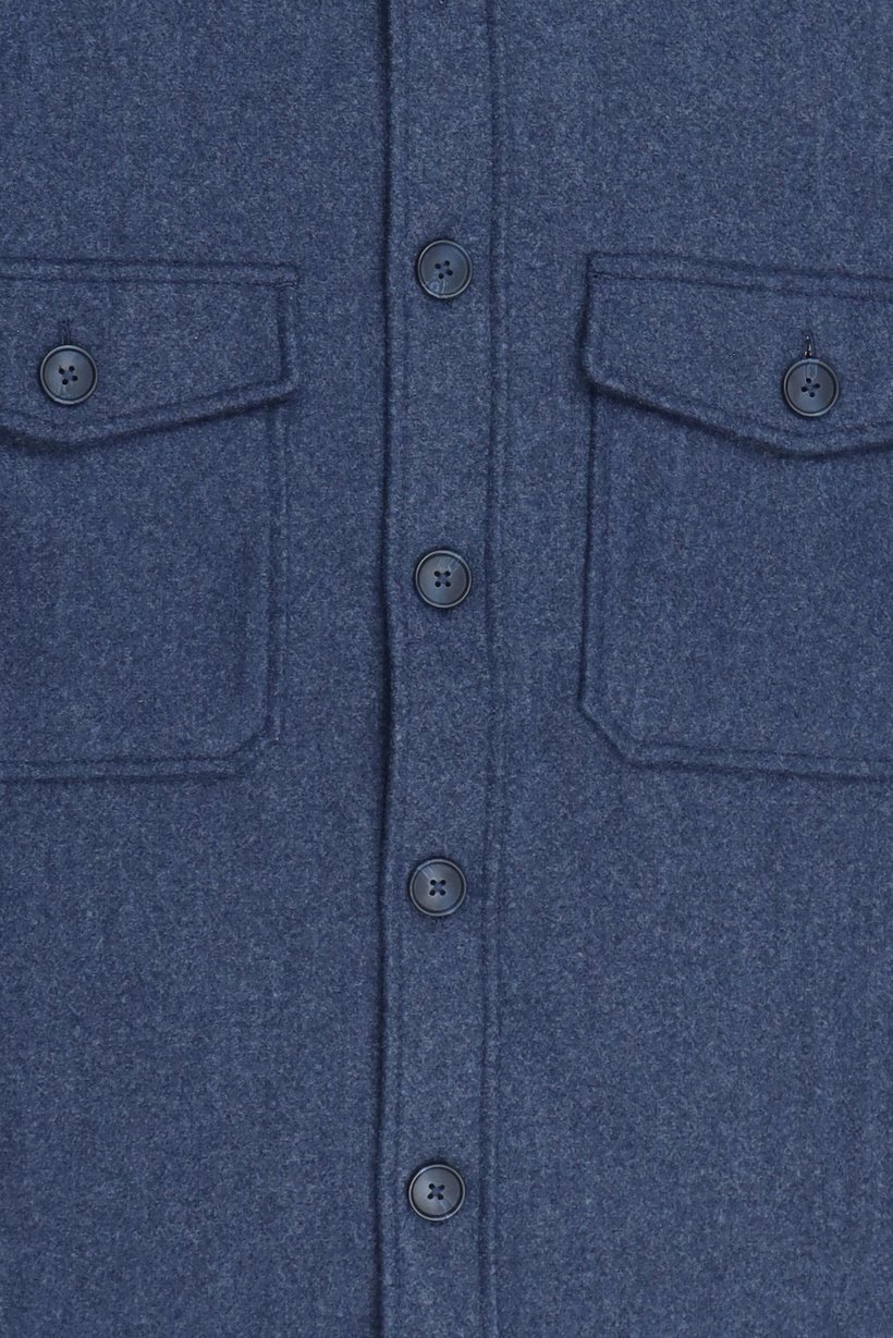 Men Regular Fit Long Sleeve Heather Jacket Shirt, Navy