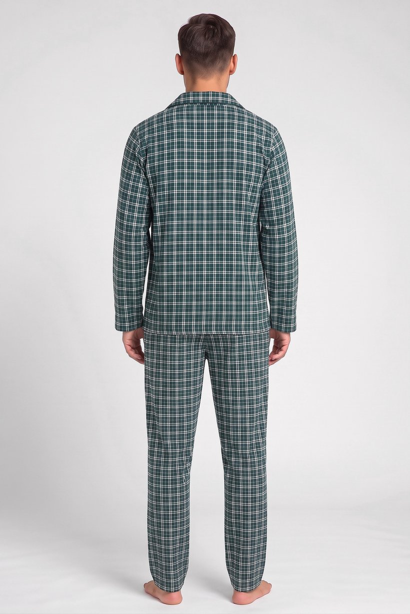 Men 2 Pieces Plaid Print Shirt And Pants Pajama Set, Multicolor