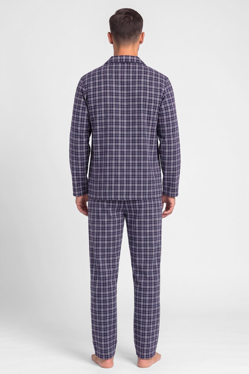 Men 2 Pieces Plaid Long Sleeve Shirt And Pants Pajama Set, Multicolor