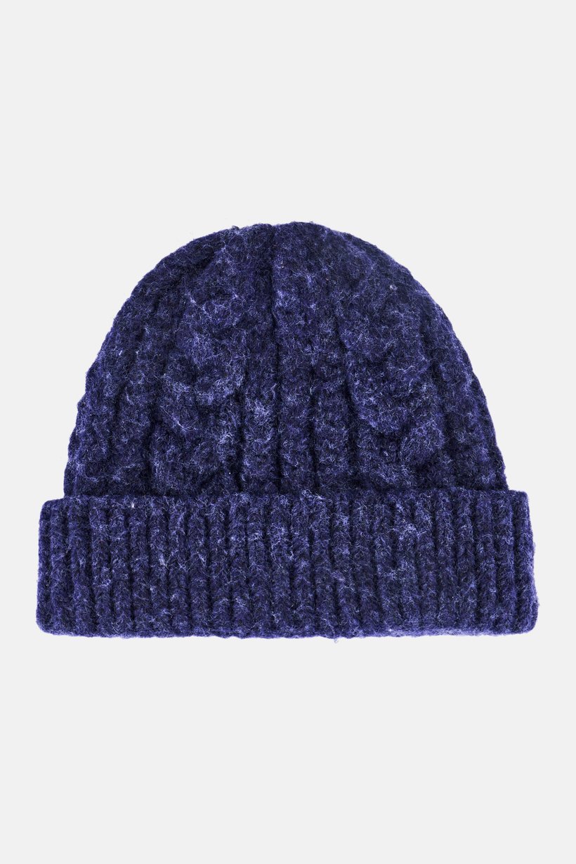 Men Knitted Beanie Hat, Navy