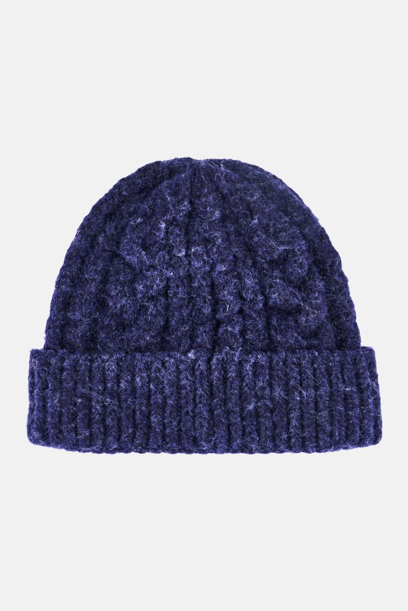 Men Knitted Beanie Hat, Navy
