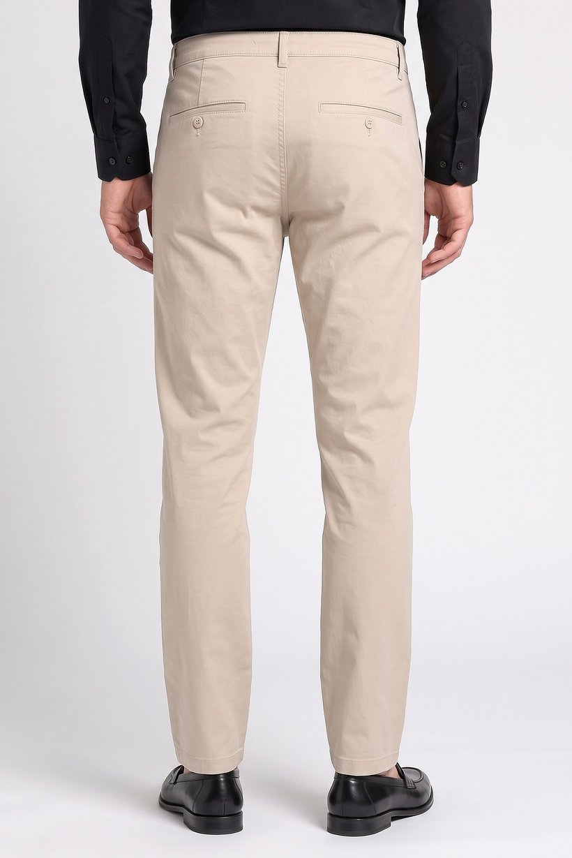 Men Straight Fit Solid Chino Pants, Beige