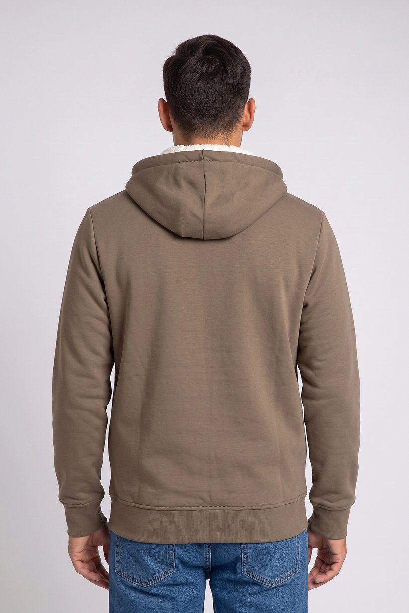 Men Regular Fit Long Sleeve Outdoor Hoodie, Taupe