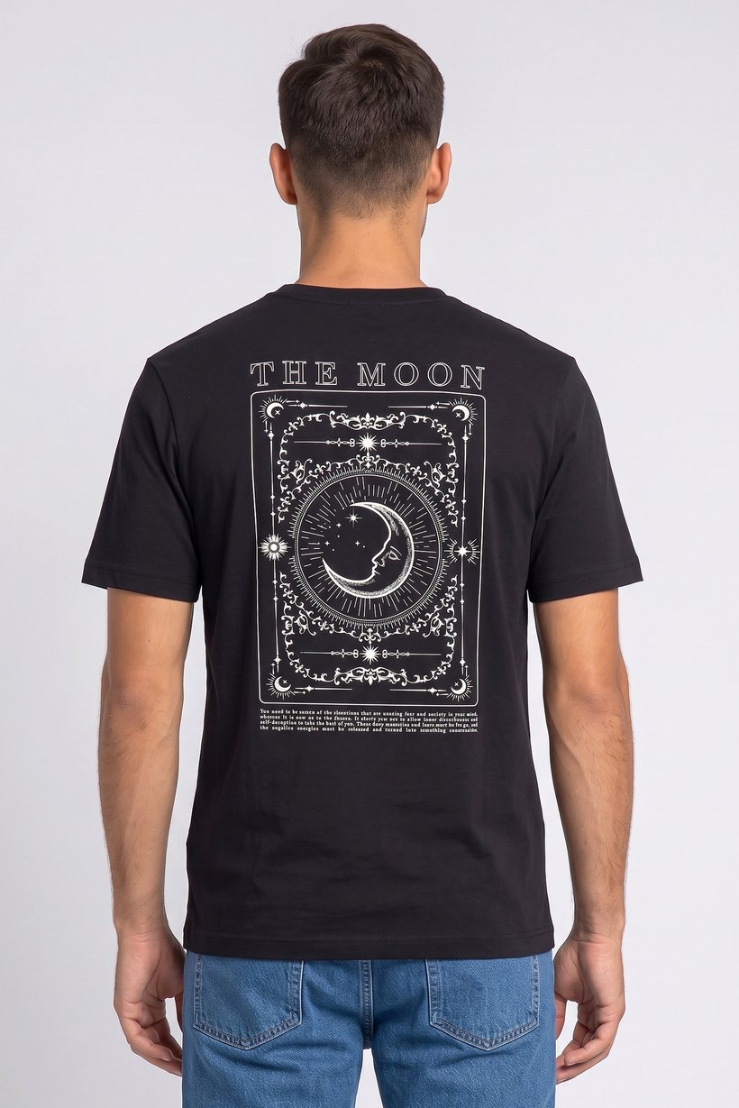 Men Crew Neck Short Sleeve Graphic Print T-Shirt, Black