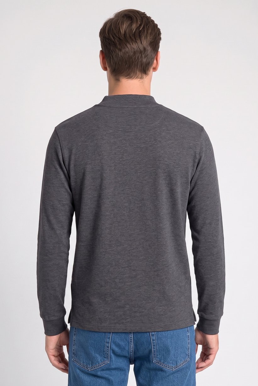 Men Regular Fit Heather Long Sleeve Sweatshirt, Dark Grey