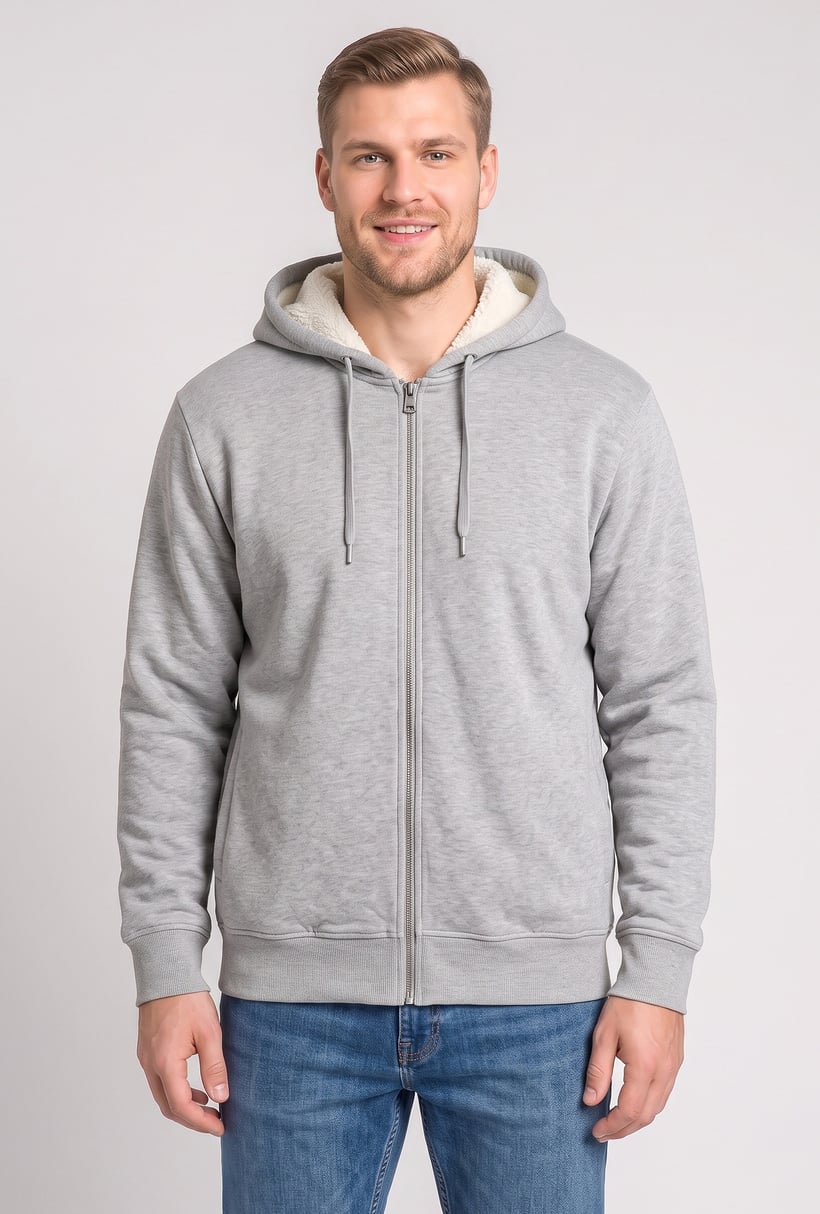 Men Regular Fit Long Sleeve Heather Hoodie, Grey