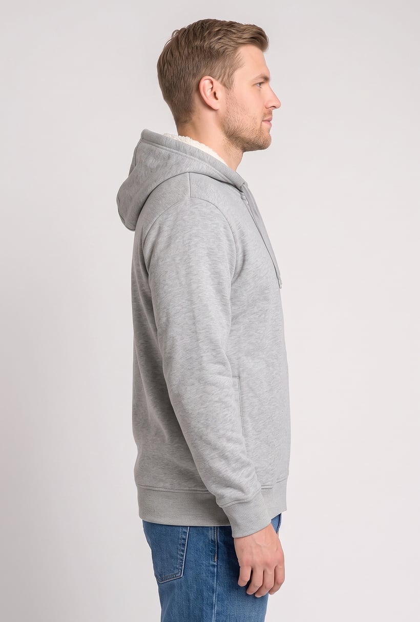 Men Regular Fit Long Sleeve Heather Hoodie, Grey