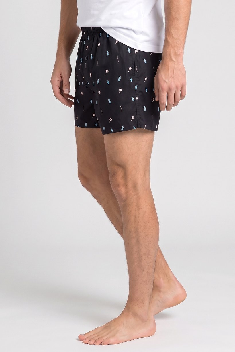 Men Allover Print Boxer Shorts, Black