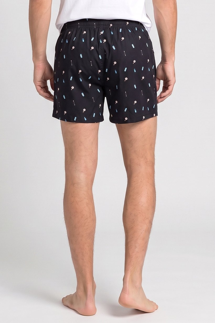 Men Allover Print Boxer Shorts, Black
