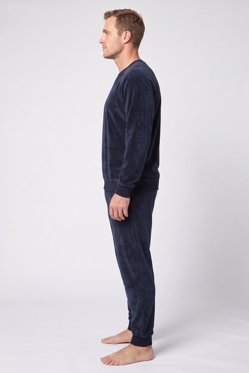 Men 2 Pcs Long Sleeve Sweatshirt And Pyjama Pants, Navy