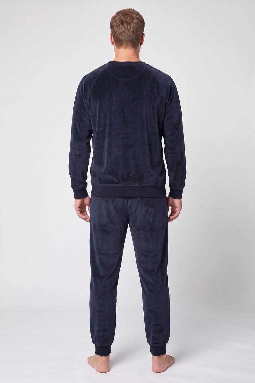 Men 2 Pcs Long Sleeve Sweatshirt And Pyjama Pants, Navy