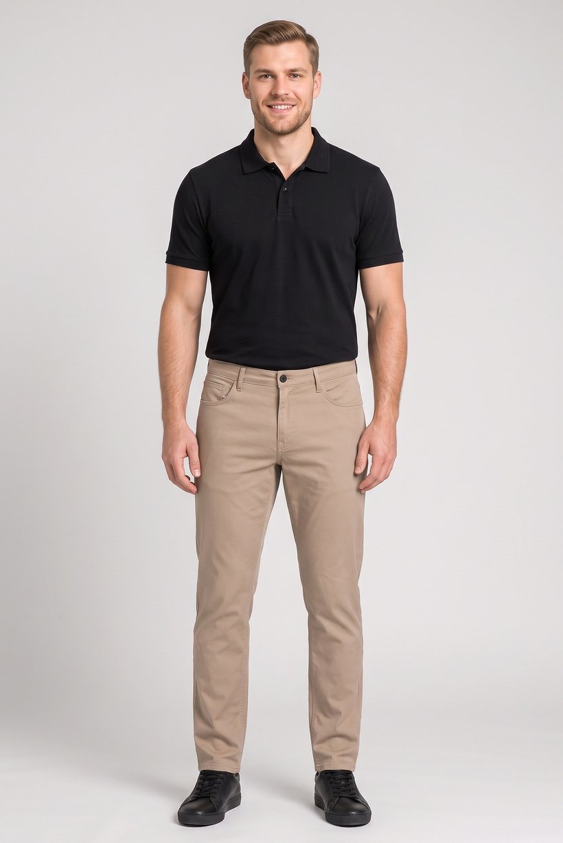 Men Regular Fit Plain Chino Pants, Beige