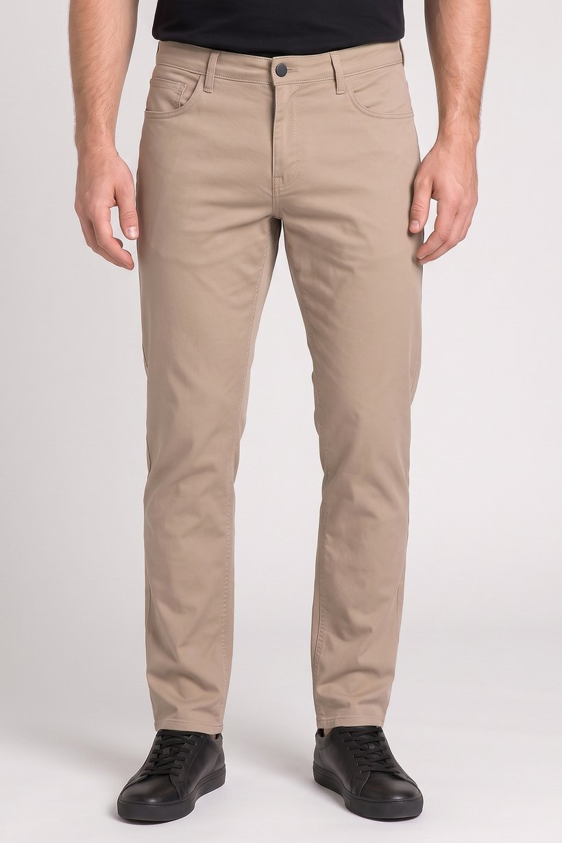 Men Regular Fit Plain Chino Pants, Beige