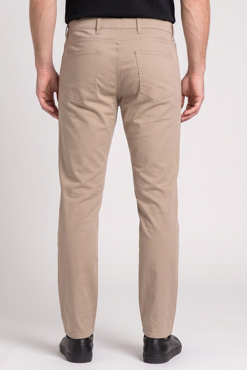 Men Regular Fit Plain Chino Pants, Beige