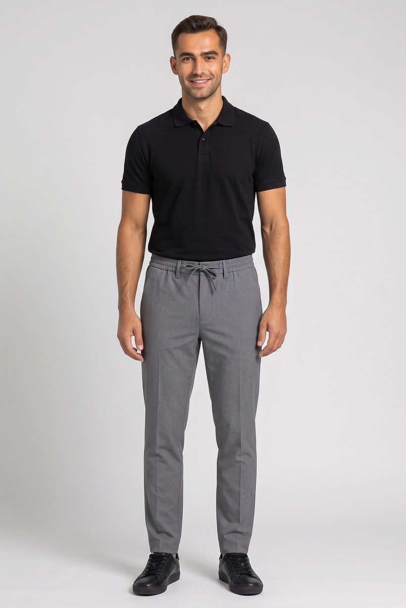 Men Regular Fit Heather Chino Pants, Grey
