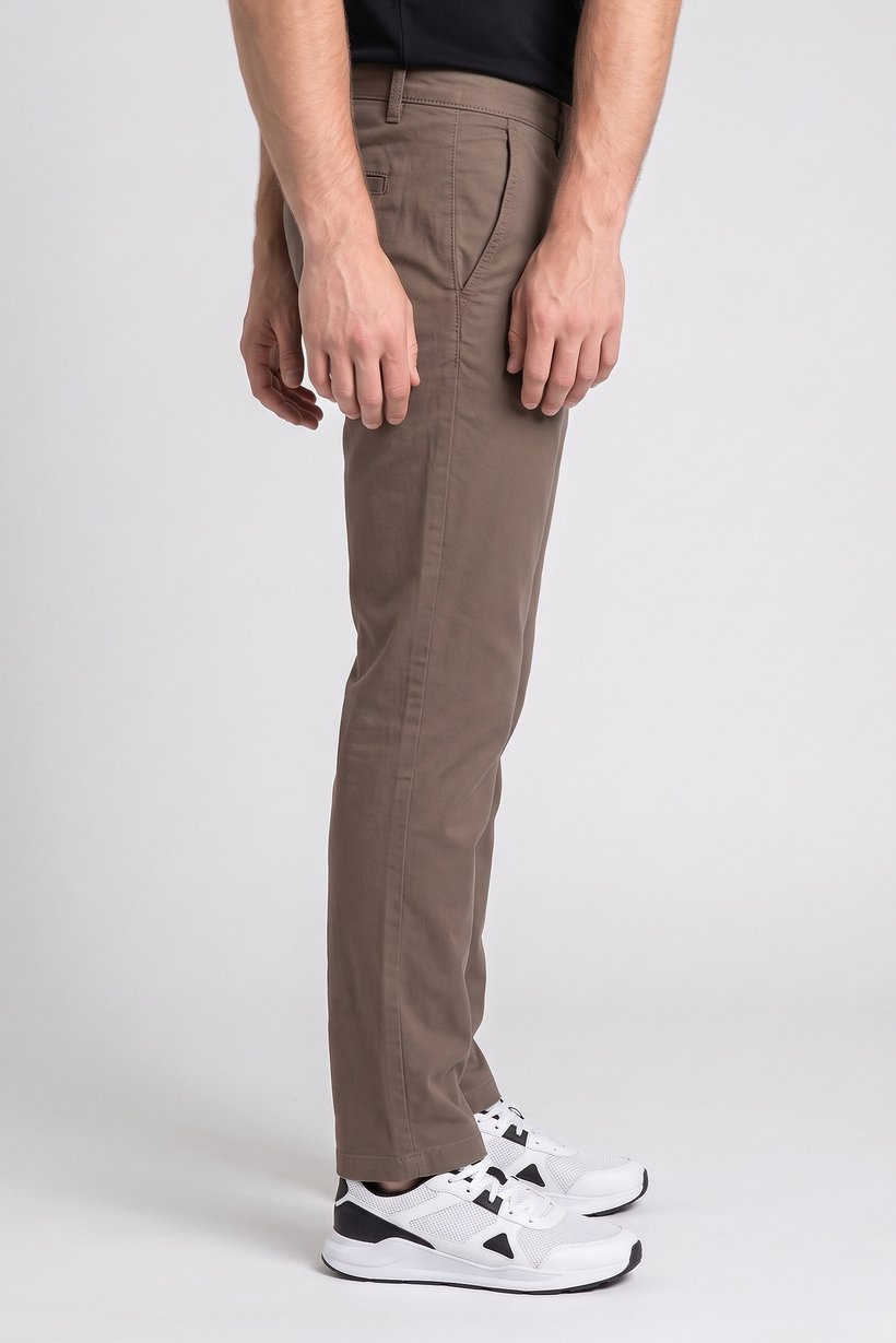 Men Slim Fit Solid Chino Pants, Dark Taupe