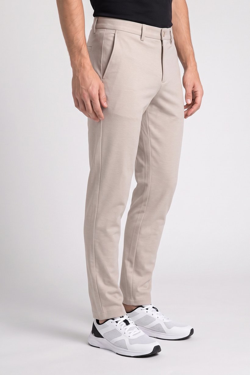 Men Skinny Fit Plain Chino Pants, Beige