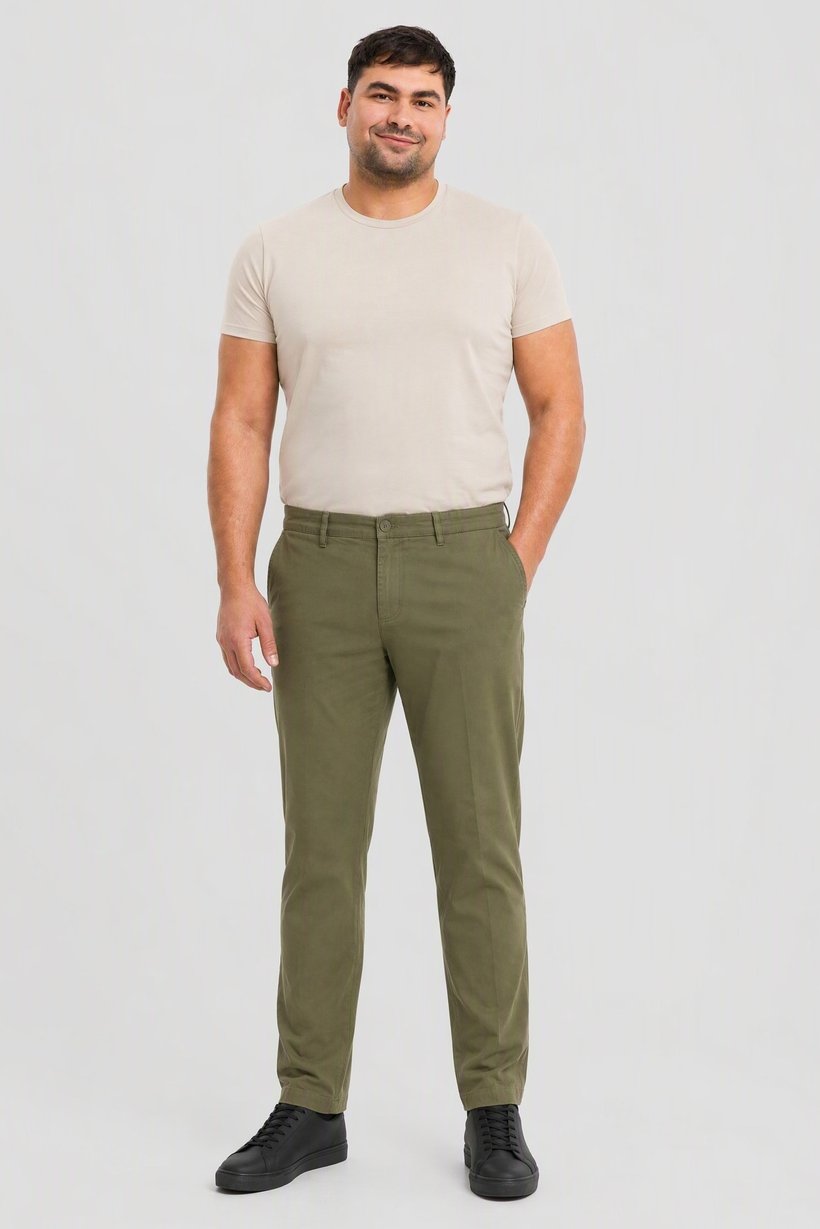 Men Slim Fit Solid Chino Pants, Olive