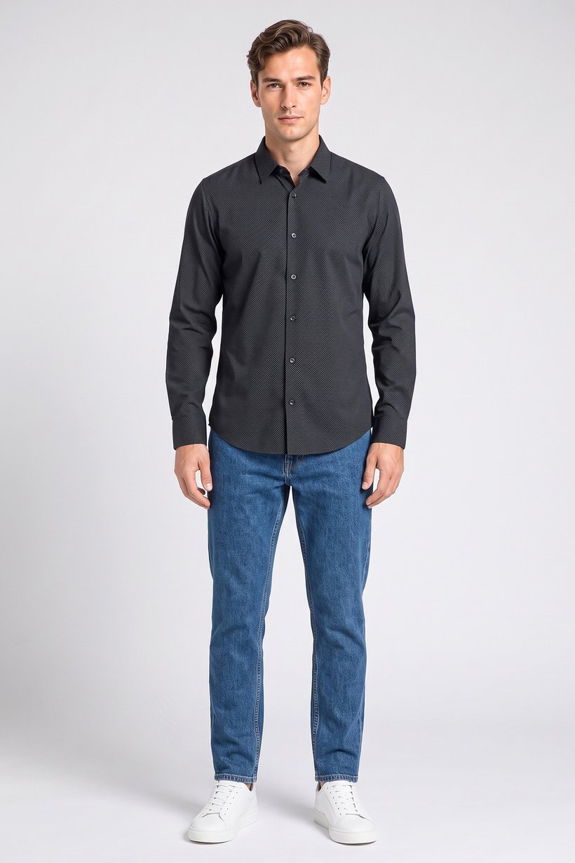 Men Regular Fit Micro Dots Long Sleeve Casual Shirt, Multicolor