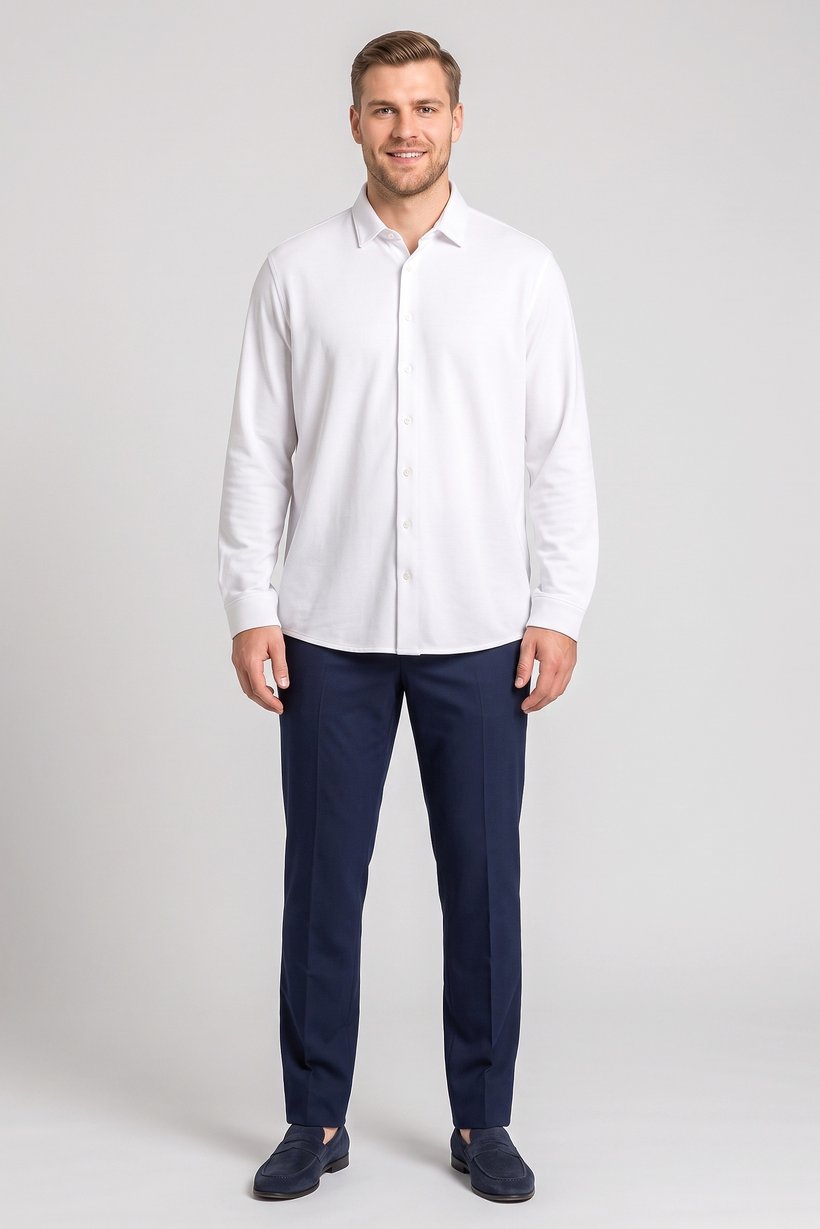 Men Regular Fit Textured Long Sleeve Casual Shirt, White
