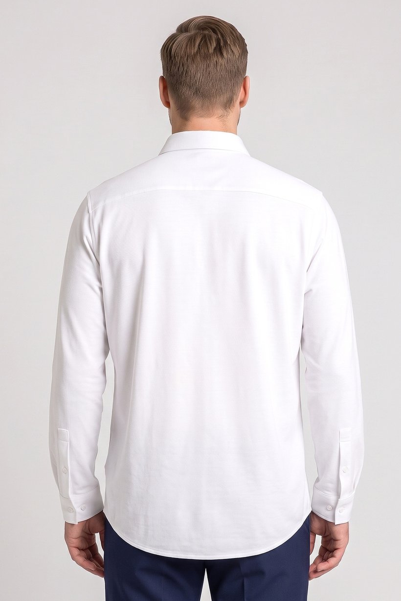 Men Regular Fit Textured Long Sleeve Casual Shirt, White