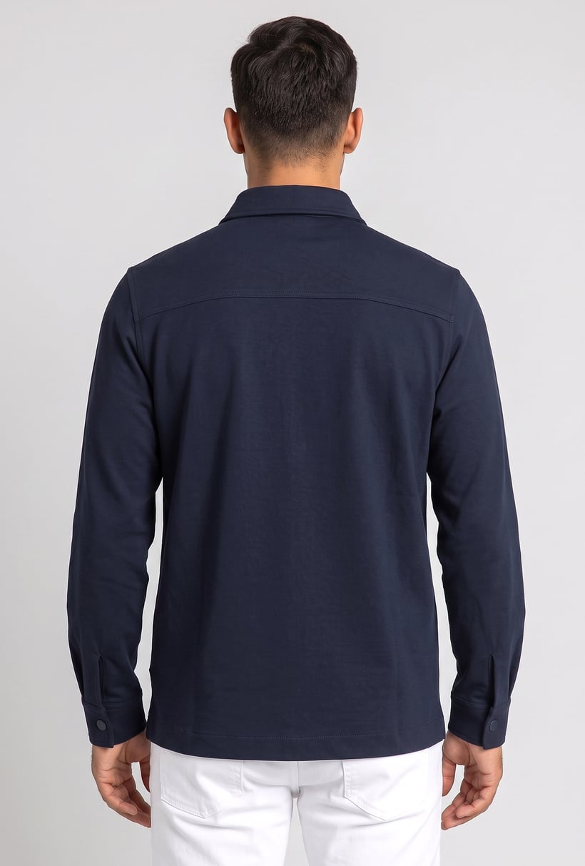 Men Regular Fit Long Sleeve Textured Casual Shirt, Navy