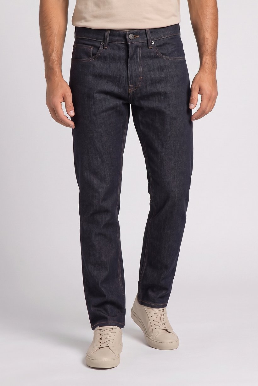 Men Straight Fit Solid Stretchable Jeans, Navy