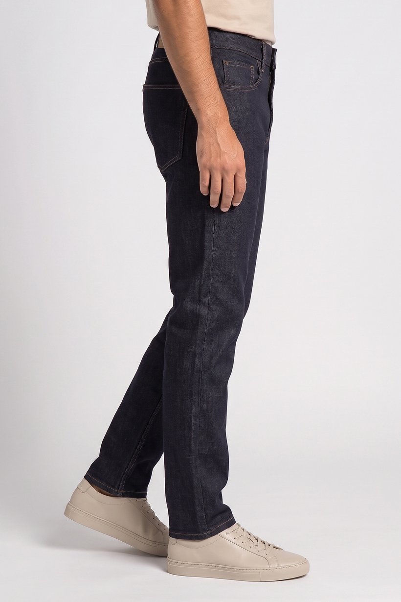 Men Straight Fit Solid Stretchable Jeans, Navy