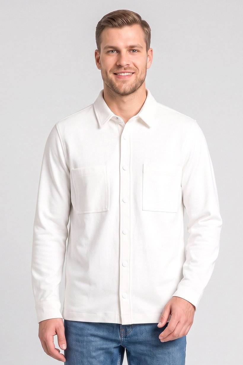 Men Regular Fit Long Sleeve Textured Casual Shirt, Off White