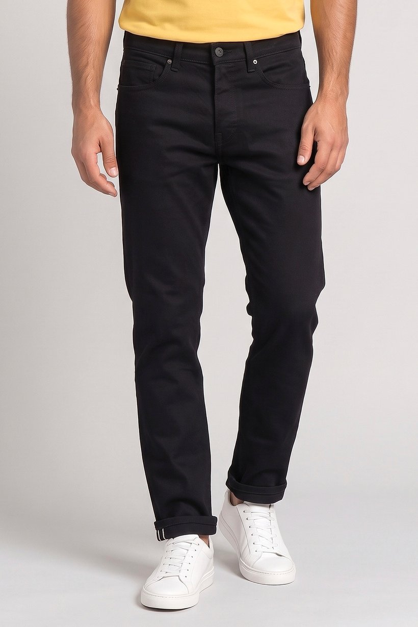 Men Straight Fit Solid Stretchable Jeans, Black