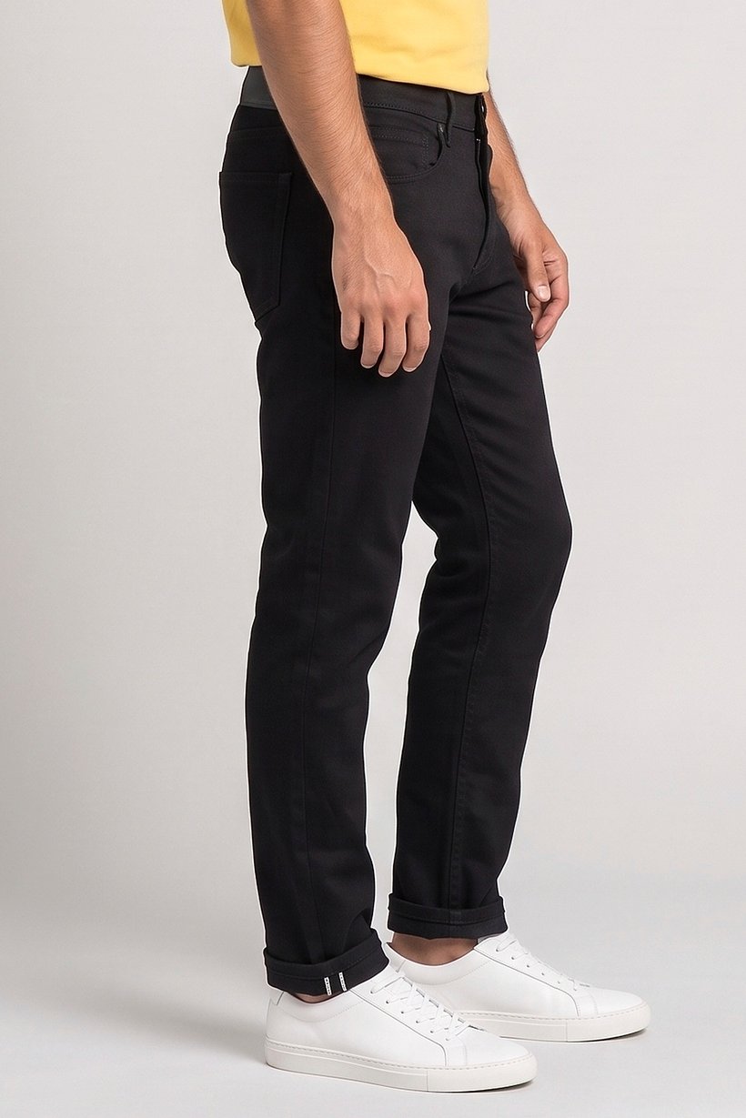 Men Straight Fit Solid Stretchable Jeans, Black