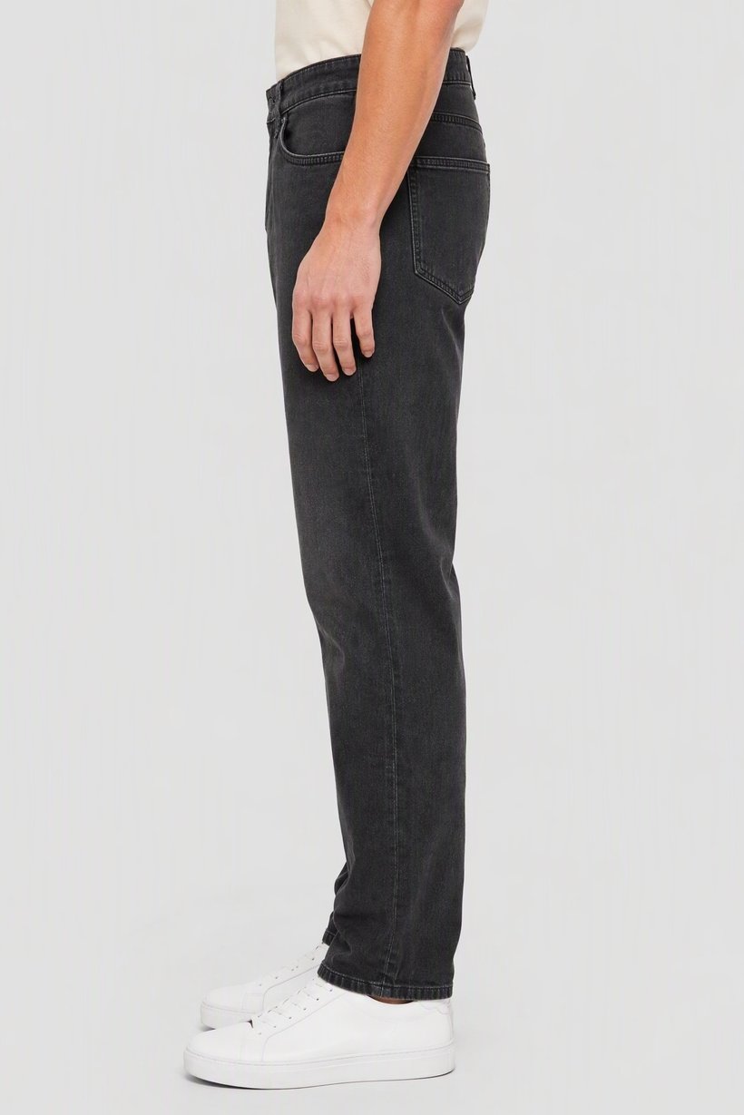 Men Straight Fit Washed Stretchable Jeans, Black