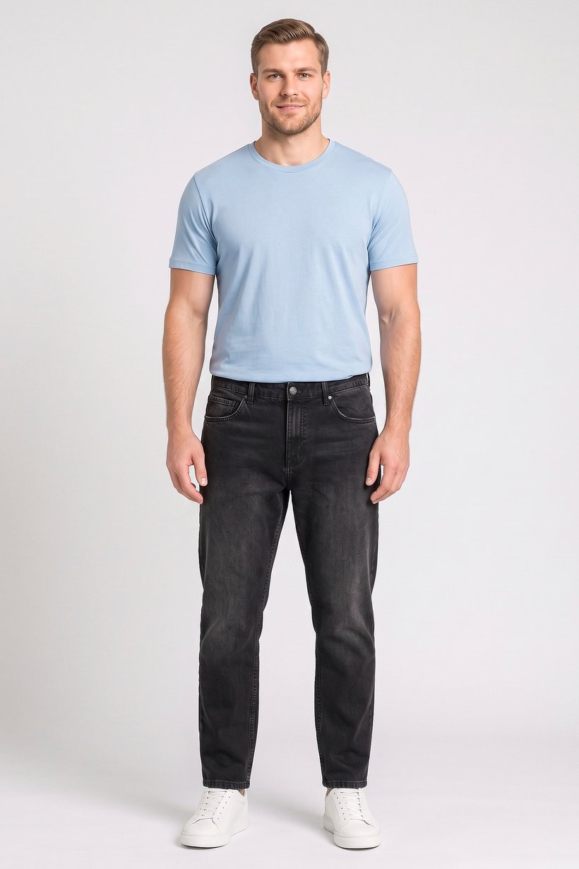 Men Relax Fit Non Stretchable Denim Jeans, Washed Black