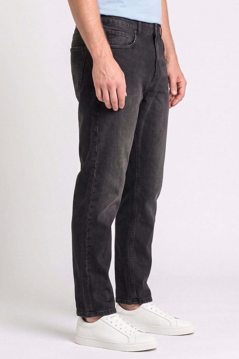 Men Relax Fit Non Stretchable Denim Jeans, Washed Black