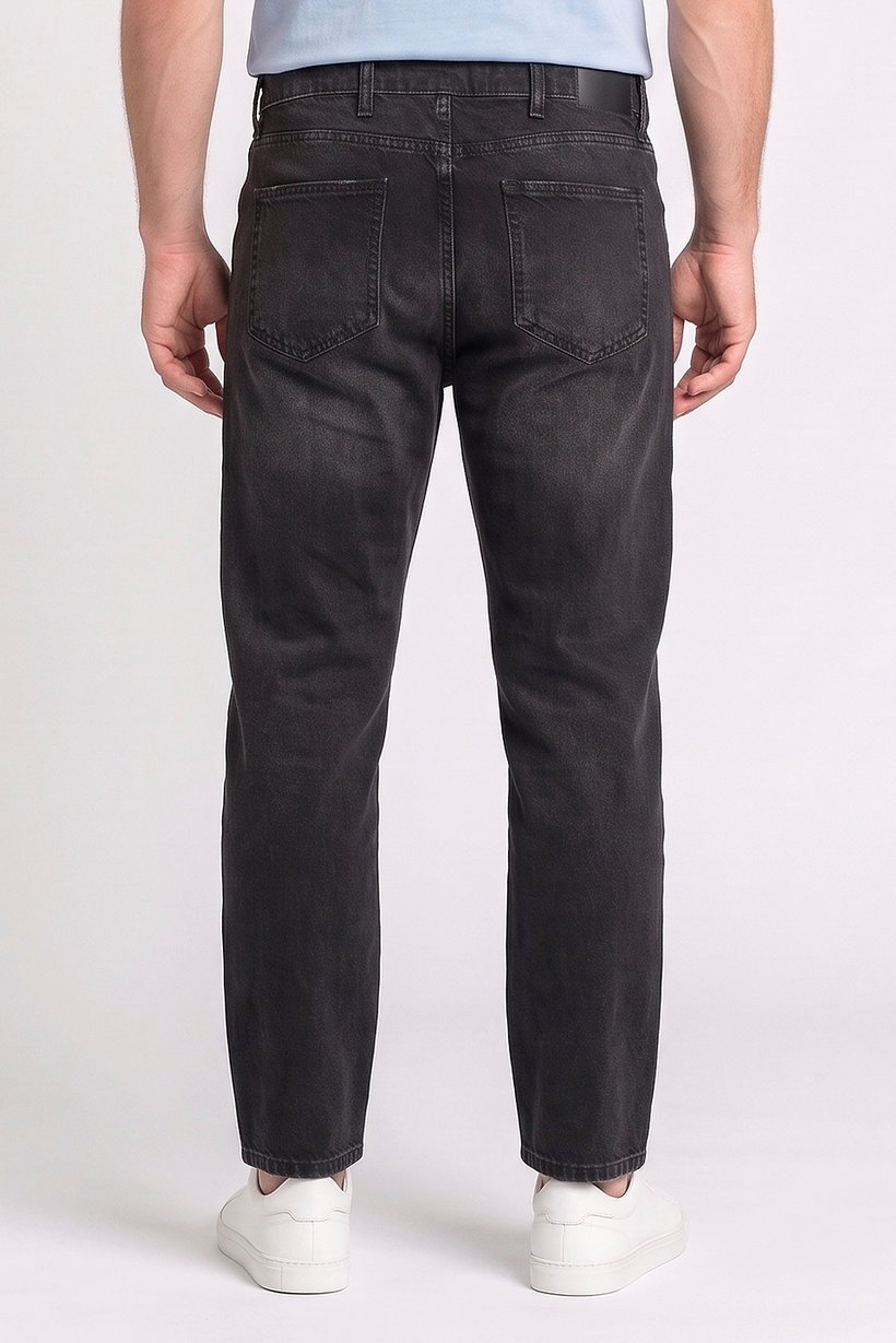 Men Relax Fit Non Stretchable Denim Jeans, Washed Black
