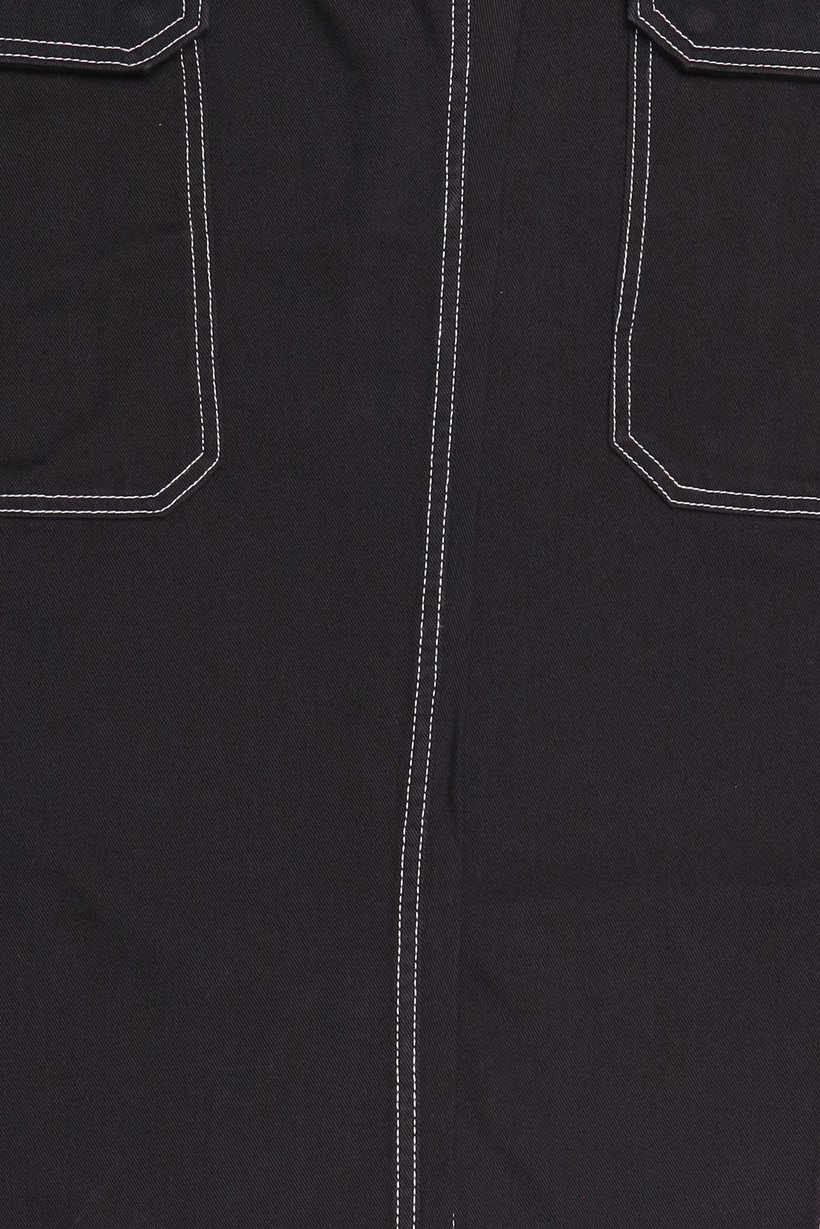 Men Loose Fit Solid Non Stretch Cargo Jeans, Black