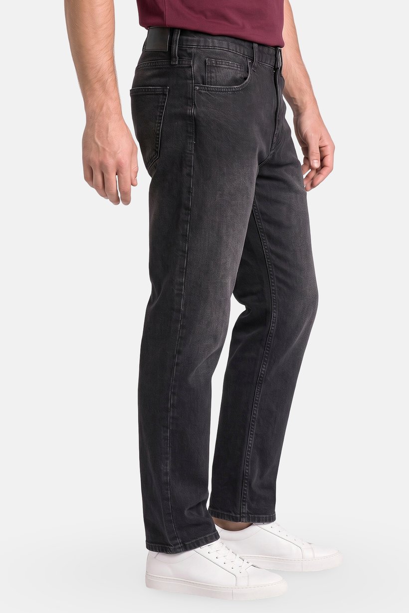 Men Baggy Fit  Non Stretchable Denim Jeans, Washed Black