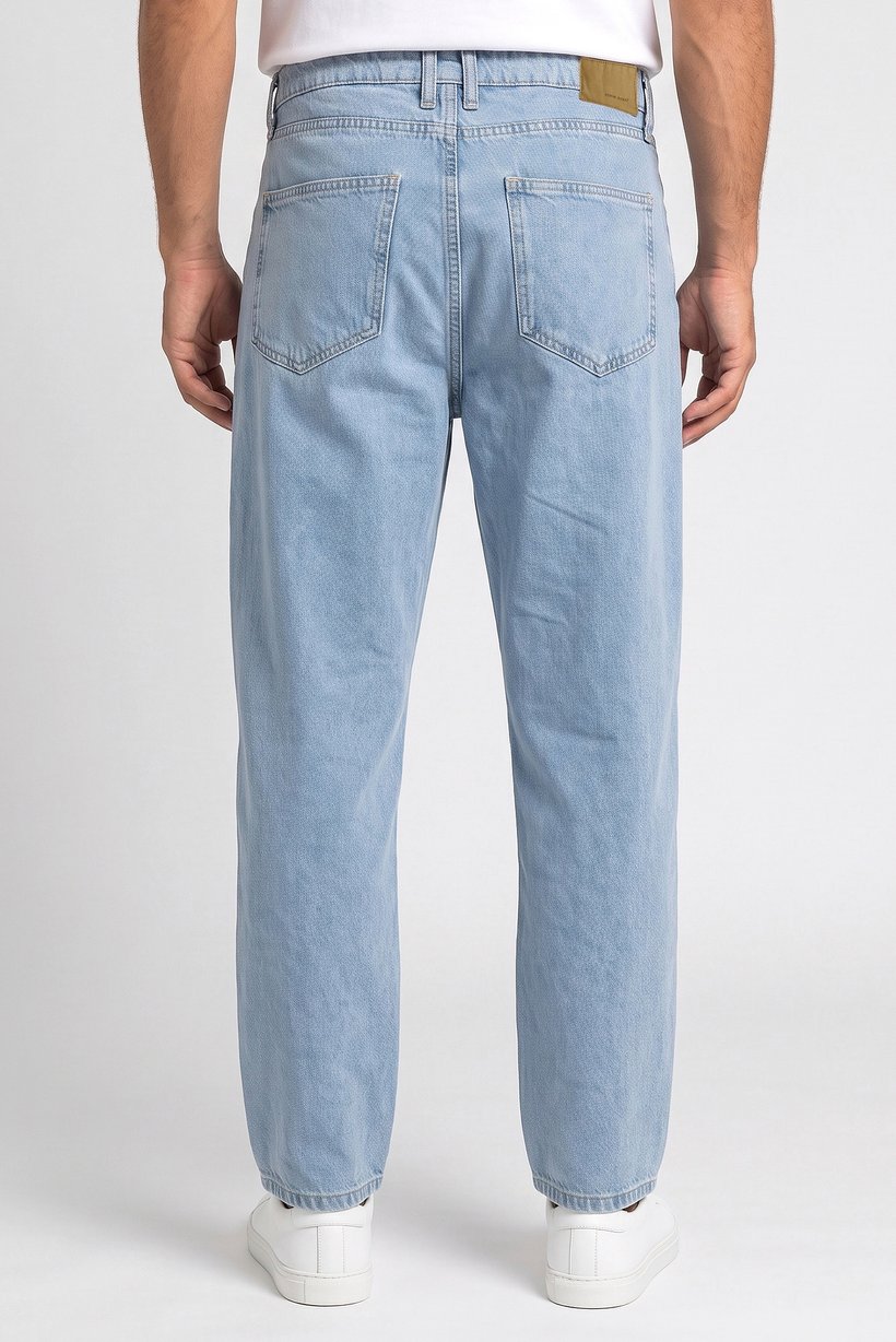 Men Baggy Fit Washed No Stretch Jeans, Blue
