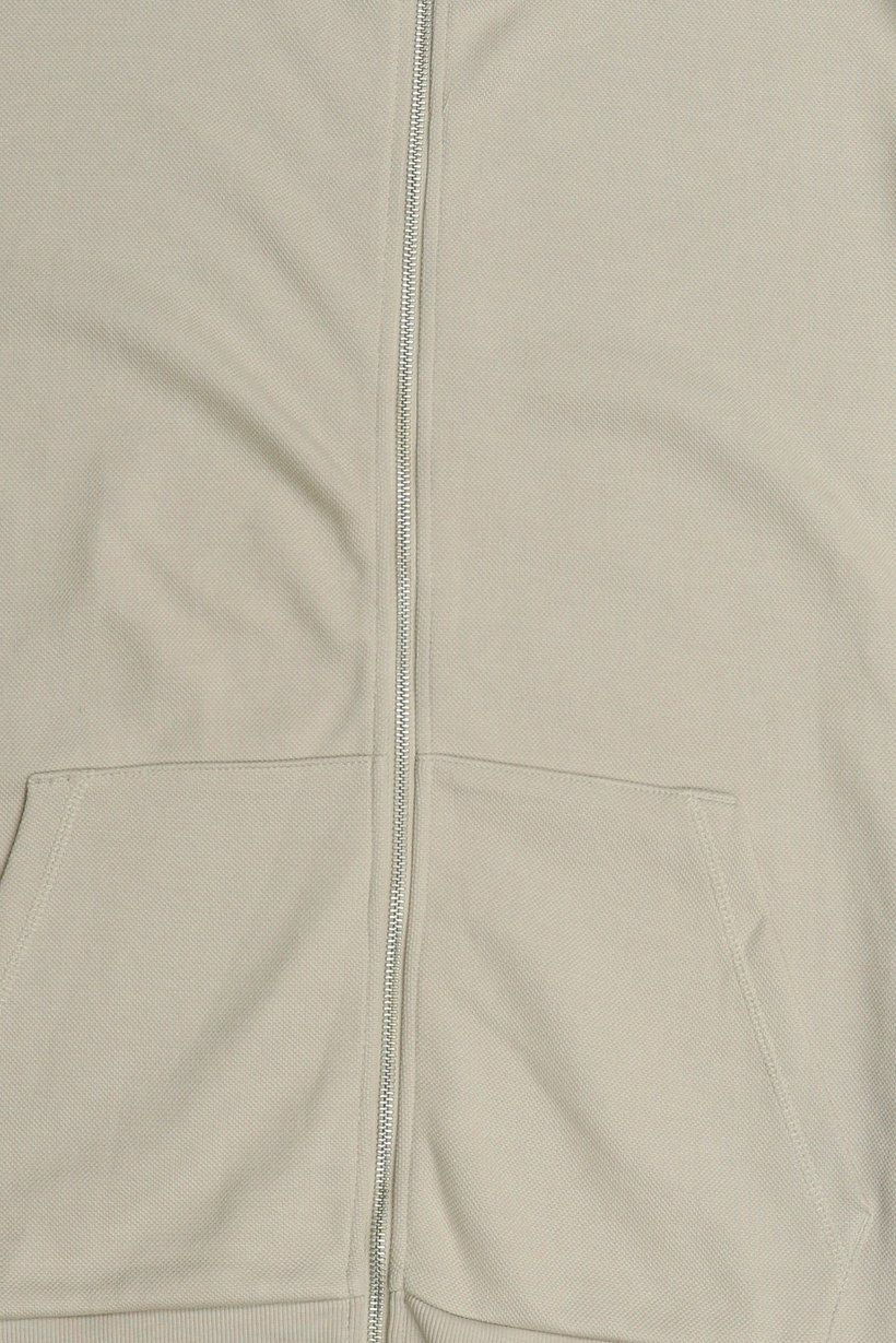Men Long Sleeve Textured Full Zip Hoodie, Light Beige