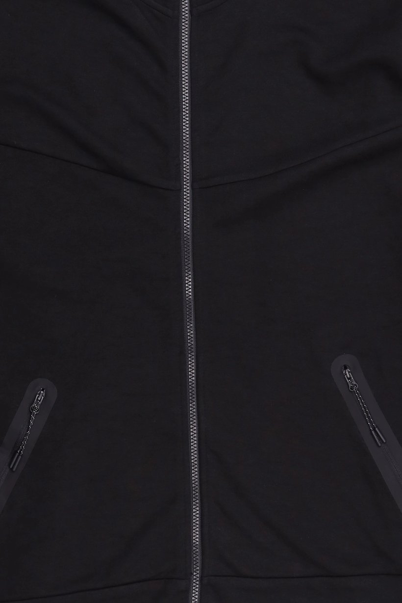 Men Solid Long Sleeve Hoodie, Black
