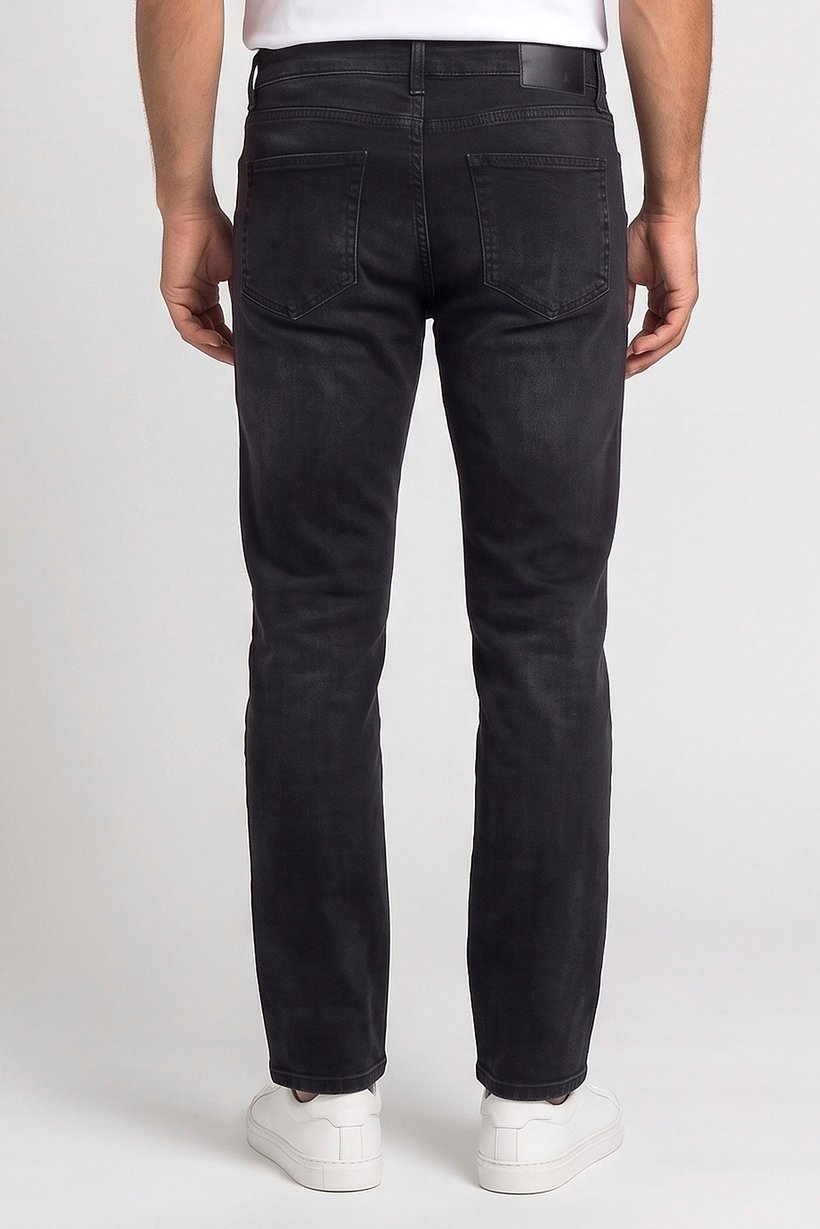 Men Regular Fit Washed Stretchable Denim Jeans, Black