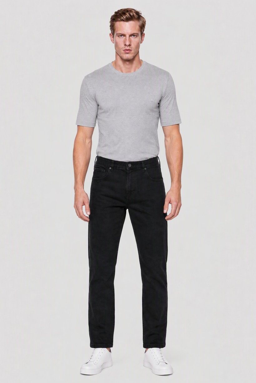 Men Regular Fit Solid Stretchable Jeans, Black
