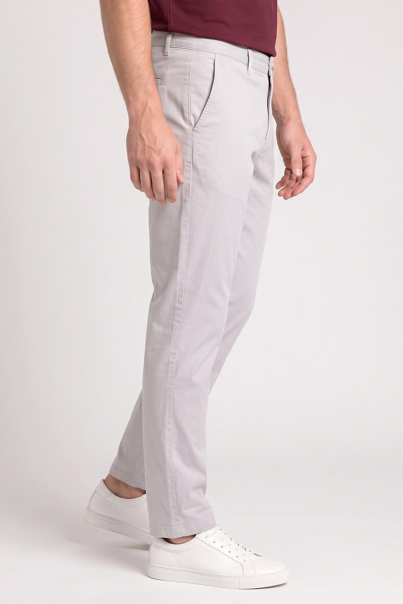 Men Slim Fit Solid Chino Pants, Light Grey