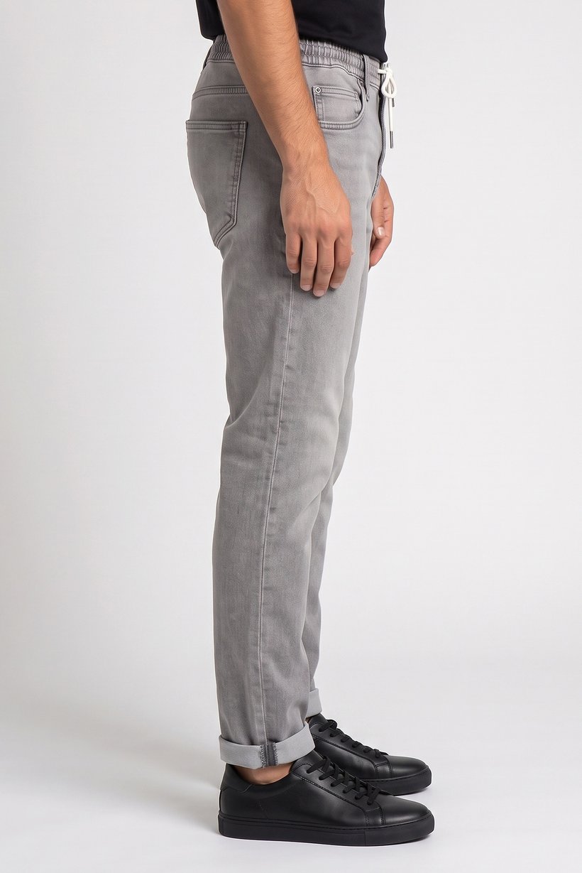Men Slim Fit Washed Stretchable Denim Jeans, Grey