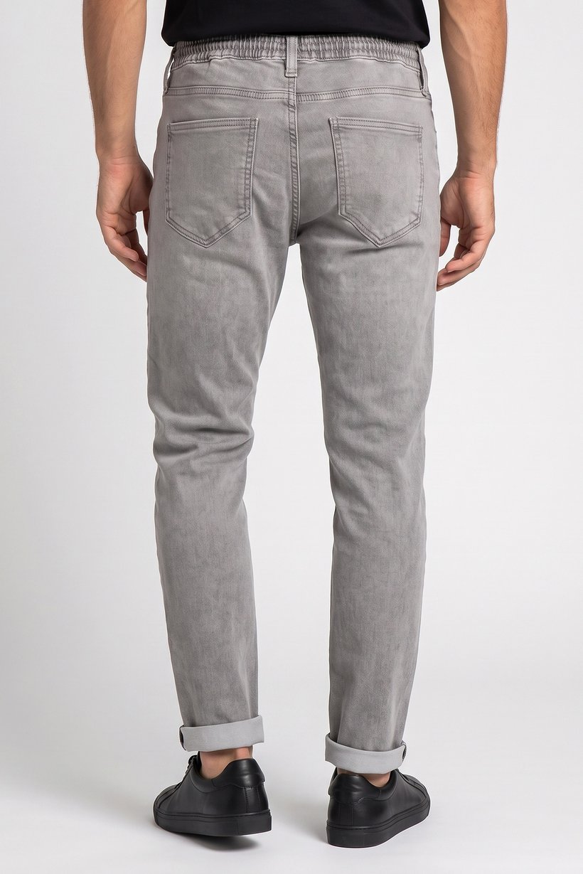 Men Slim Fit Washed Stretchable Denim Jeans, Grey