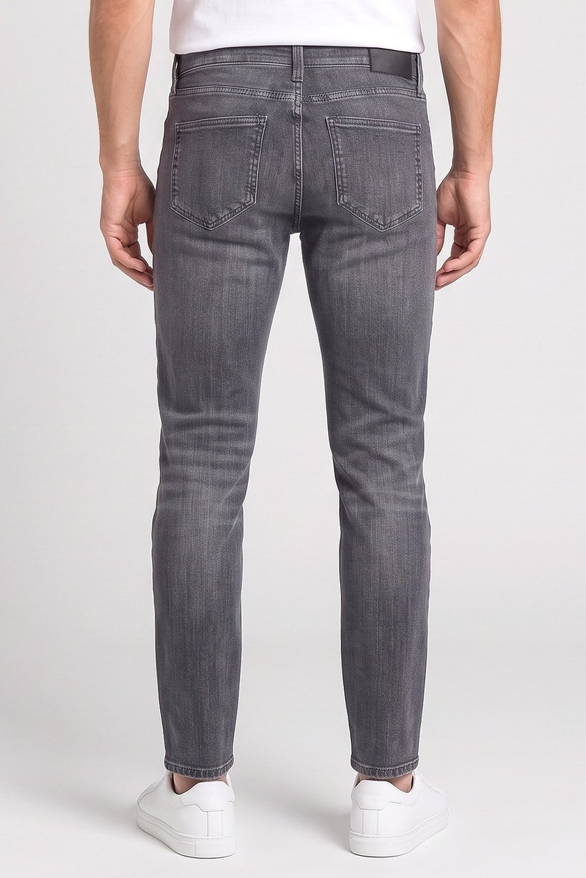 Men Slim Fit Washed Stretchable Jeans, Charcoal