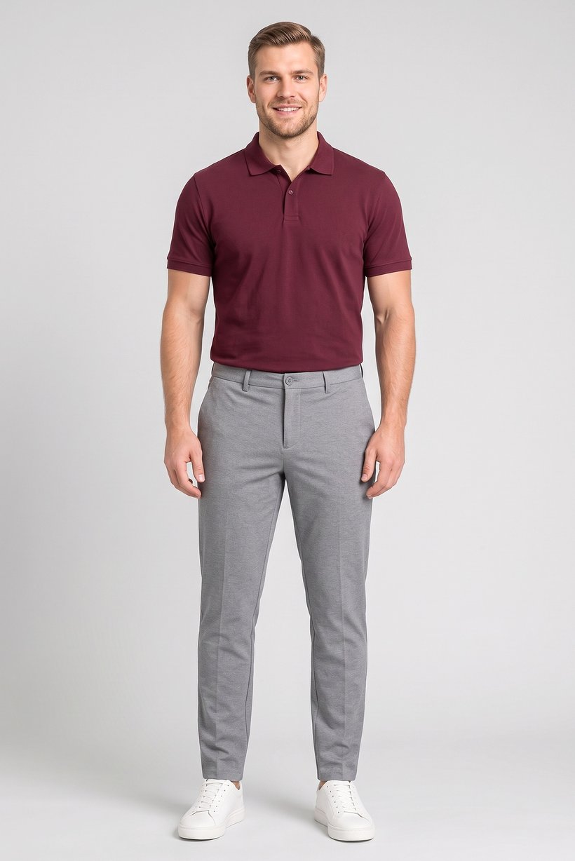 Men Skinny Fit Plain Chino Pants, Light Grey