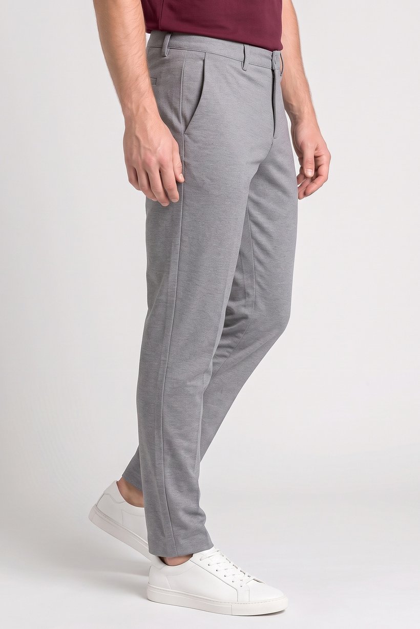 Men Skinny Fit Plain Chino Pants, Light Grey